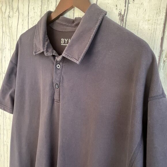 Bylt Mens Drop Cut Lux Polo Shirt Size XXL Navy Blue Short Sleeve Stretch Casual - Picture 5 of 9